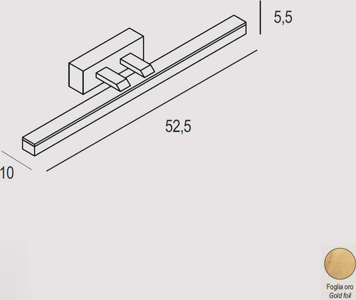 Applique-Moderna-Ruler-Metallo-Finitura-Foglia-Oro-Led-18W