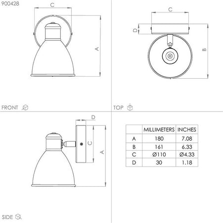 Applique-Moderna-San-Peri-1-Luce-Acciaio-Nero-E-Bianco