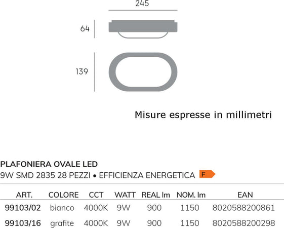 Applique-moderna-Sovil-illuminazione-ORION-99103-LED-alluminio-termoplastica