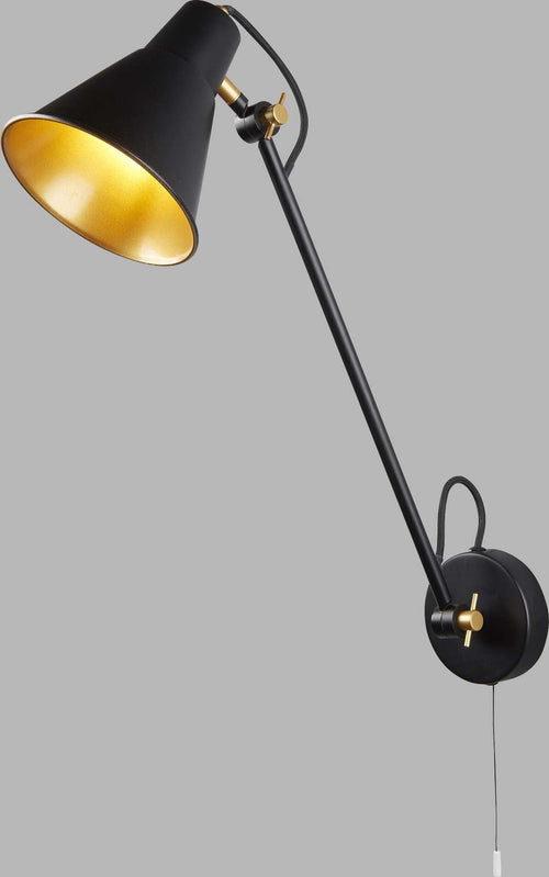 Applique-Moderna-Swinf-Arm-Acciaio-Nero-Oro-1-Luce-E27