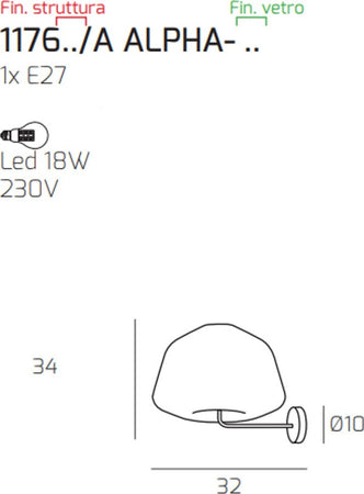 Applique-moderna-Top-Light-DOUBLE-SKIN-1176BI-A-ALPHA-VE-E27-LED-vetro-lampada-parete