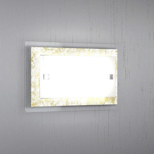 Applique-Moderna-Tray-Metallo-Bianco-Vetro-Foglia-Oro-1-Luce-E27