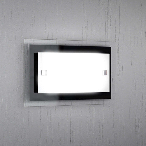 Applique-Moderna-Tray-Metallo-Bianco-Vetro-Nero-1-Luce-E27