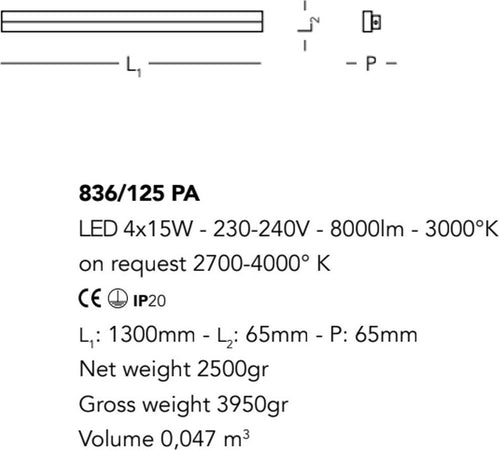 Applique-moderno-Cattaneo-SESAMO-LED-836-125PA-60W-lampada-parete-orientabile-metallo-130CM-8000LM-3000°K-IP20