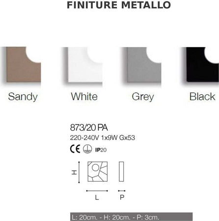 Applique-moderno-Cattaneo-STREET-SYSTEM-873-20PA-LED-9W-GX53-lampada-soffitto-parete-componibile-metallo-verniciato