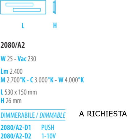 Applique-moderno-Fratelli-Braga-GAMMA-2080-A2-LED-metallo-metacrilato-lampada-parete