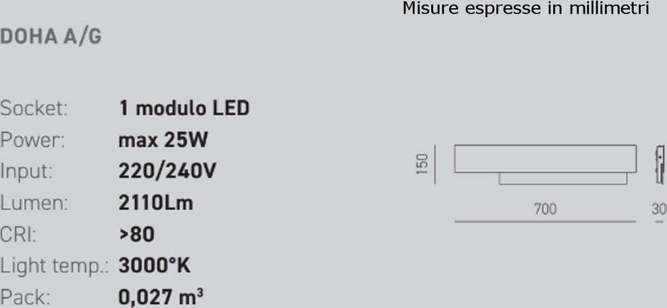 Applique-moderno-Gea-Luce-DOHA-AG-25W-LED-220V-alluminio-metacrilato-lampada-parete