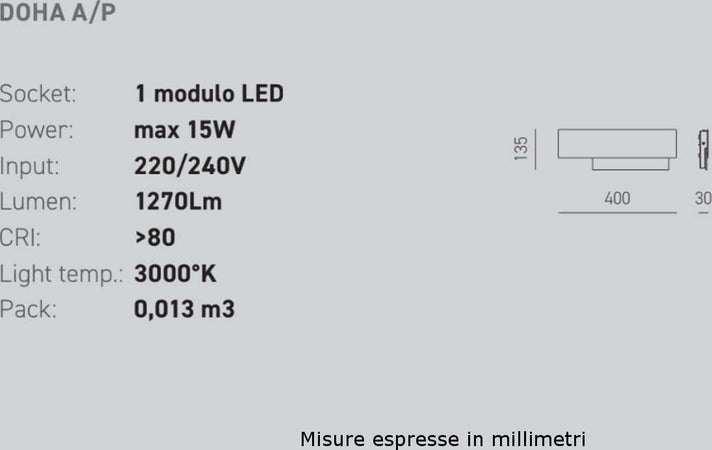 Applique-moderno-Gea-Luce-DOHA-AP-15W-LED-220V-alluminio-metacrilato-lampada-parete