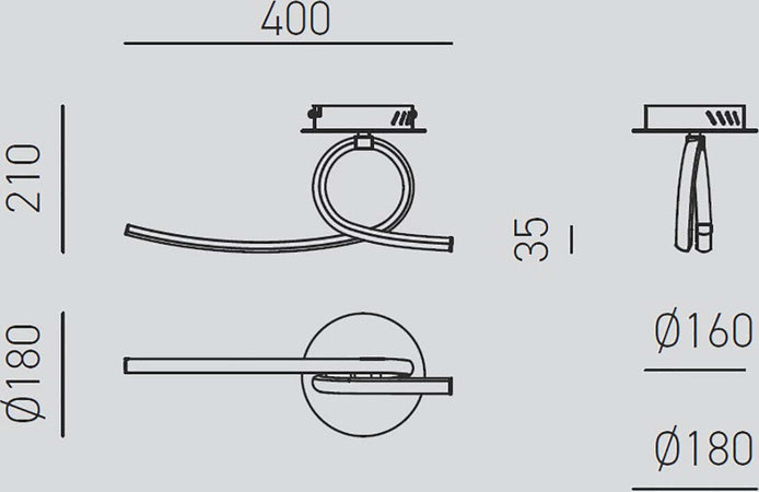 Applique-moderno-Gea-Luce-TOSCA-P1-4000°K-15W-LED-alluminio-lampada-parete-soffitto