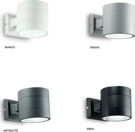 Applique-moderno-Ideal-Lux-SNIF-ROUND-AP1-G9-LED-IP54-alluminio-biemissione-lampada-parete
