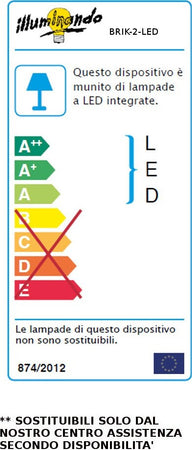 Applique-moderno-Illuminando-BRIK-2-LED-metallo-vetro-biemissione-lampada-parete
