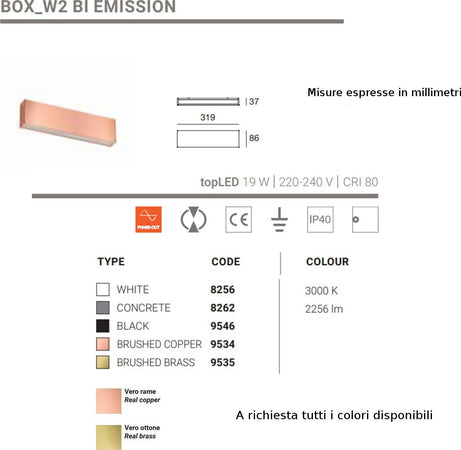 Applique-moderno-Linea-Light-Group-BOX-W2-BI-EMISSION-8262-LED-19W-alluminio-lampada-parete