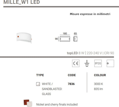 Applique-moderno-Linea-Light-group-MILLE-W1-LED-7836-vetro-lampada-parete