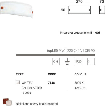 Applique-moderno-Linea-Light-group-MILLE-W1-LED-7838-vetro-lampada-parete