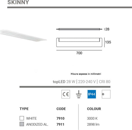 Applique-moderno-Linea-Light-Group-SKINNY-7910-7911-LED-alluminio-policarbonato-lampada-parete