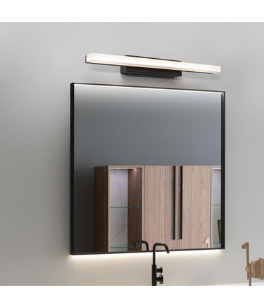 Applique Moderno Nero Lampada Parete Led 9w 4000k Luce Specchio Bagno Vetro Satinato