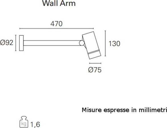 Applique-moderno-PAN-International-SHOOT-EST754-WALL-ARM-LED-lampada-parete-alluminio