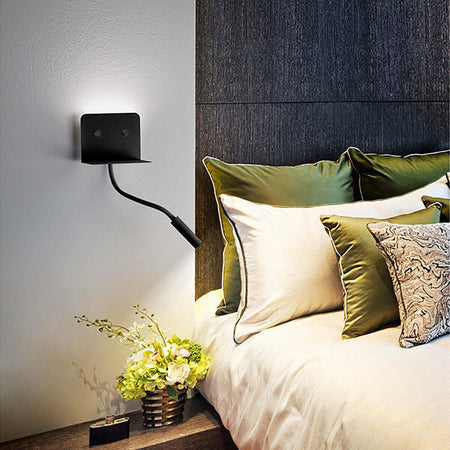 Applique-moderno-Perenz-LEVEL-6636-LED-USB-9W-456LM-3000°K-lampada-parete-bianco-nero-braccio-flessibile-IP20