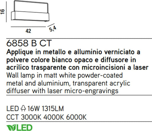 Applique-moderno-Perenz-TAPE-6858-B-CT-LED-alluminio-acrilico-lampada-parete