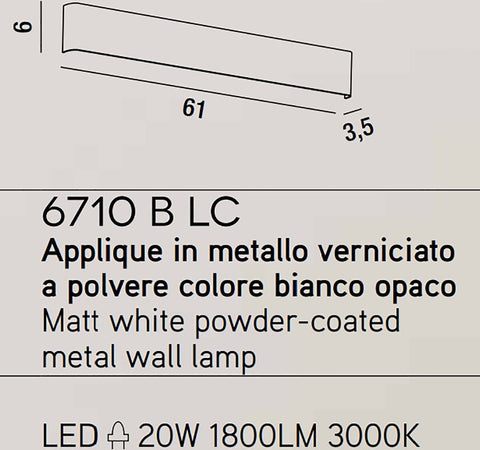 Applique-moderno-Perenz-WAY-6710-B-LC-LED-61CM-lampada-parete-biemissione-metallo