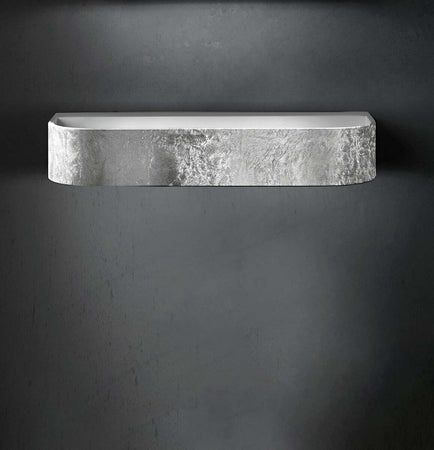 Applique-moderno-Promoingross-HANDLES-A22-SF-LED-metallo-foglia-argento-lampada-parete-monoemissione