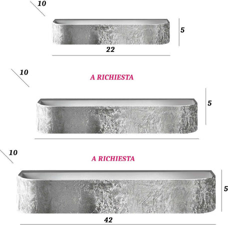 Applique-moderno-Promoingross-HANDLES-A22-SF-LED-metallo-foglia-argento-lampada-parete-monoemissione