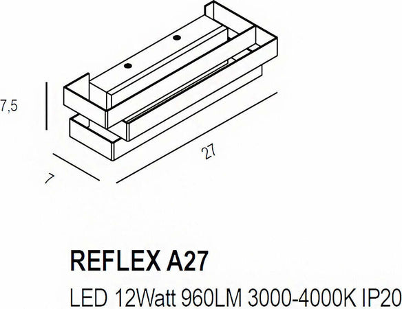 Applique-moderno-Promoingross-REFLEX-A27-SG-MC-LED-metallo-switch-lampada-parete