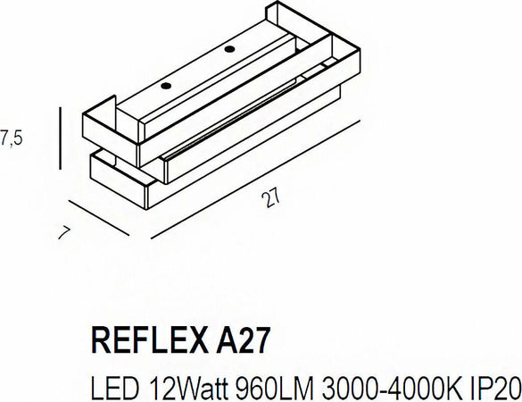Applique-moderno-Promoingross-REFLEX-A27-WH-LED-metallo-switch-lampada-parete