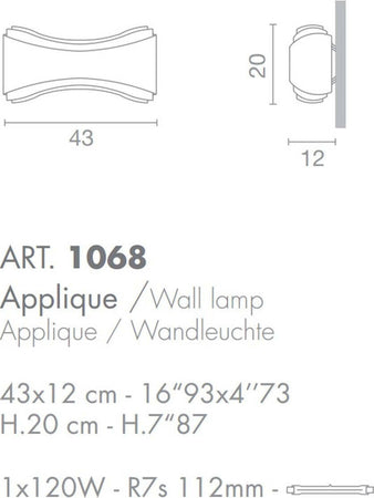 Applique-moderno-Selene-illuminazione-IONICA-1068-011-025-002-R7s-LED-metallo-vetro-biemissione-lampada-parete
