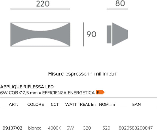 Applique-moderno-Sovil-illuminazione-MOON-99107-02-4000-LED-alluminio-lampada-parete