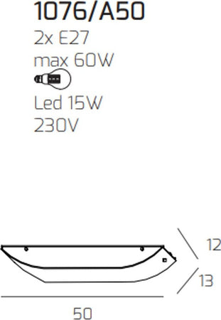 Applique-moderno-Top-Light-LINEAR-1076-A50-E27-LED-vetro-lampada-parete-soffitto