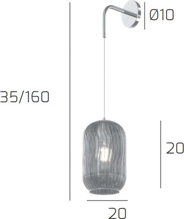 Applique-moderno-Top-Light-TENDER-1181-CR-A-FU-E27-LED-vetro-lampada-parete