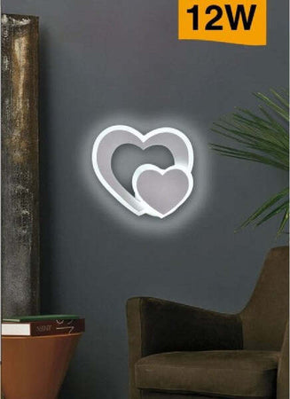 Applique Muro Led Interno Moderno Doppio Cuore 12 W Luce 3000k 4000k 6500k E83-b Illuminazione/Illuminazione per interni/Illuminazioni per pareti/Applique Trade Shop italia - Napoli, Commerciovirtuoso.it
