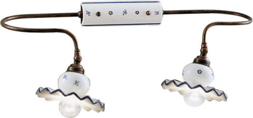 Applique-Orizzontale-Classica-Roma-Metallo-Ceramica-Nero-Sfumato-Rame-2-Luci-E14