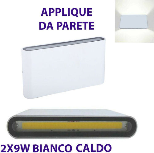 APPLIQUE PARETE DOPPIO FASCIO LED COB 9W FARETTO ESTERNO BIANCO CALDO 3000K Illuminazione/Illuminazione per esterni/Lampade da parete Trade Shop italia - Napoli, Commerciovirtuoso.it
