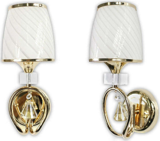Applique Parete Lumetto Muro Attacco E27 Oro Argento Abat Jour Lume In Vetro E18 Casa, arredamento e bricolage > Illuminazione da interno > Applique per interno Trade Shop italia - Napoli, Commerciovirtuoso.it