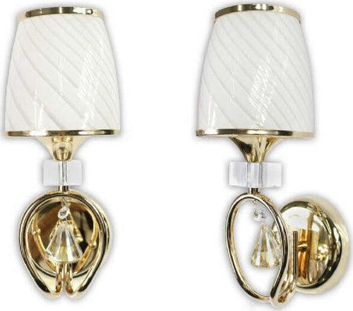Applique-Parete-Lumetto-Muro-Attacco-E27-Oro-Argento-Abat-Jour-Lume-In-Vetro-E18