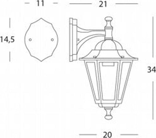 Applique-Piccola-In-Basso-Da-Esterno-Kayakalluminio-E-Vetro-Nero-1-Luce-E27