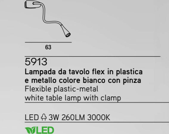 Applique-pinza-moderno-Perenz-CLIP-SNAKE-5913-B-LED-3W-lampada-parete-tavolo-flessibile