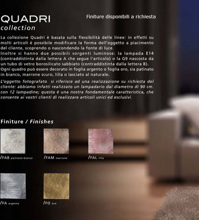 Applique-plafoniera-classica-Luce-Più-QUADRI-E14-LED-metallo-lampada-parete-soffitto