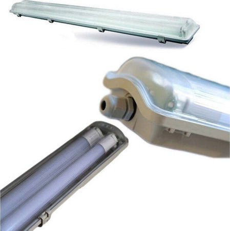 Applique-Plafoniera-Completa-Neon-Doppio-Tubo-Neon-T8-120/150cm-Esterno-Ip65