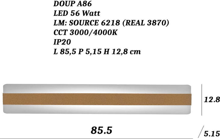 Applique-Promoingross-DOUP-A86-LED-CCT-3870LM-lampada-parete-classica-biemissione