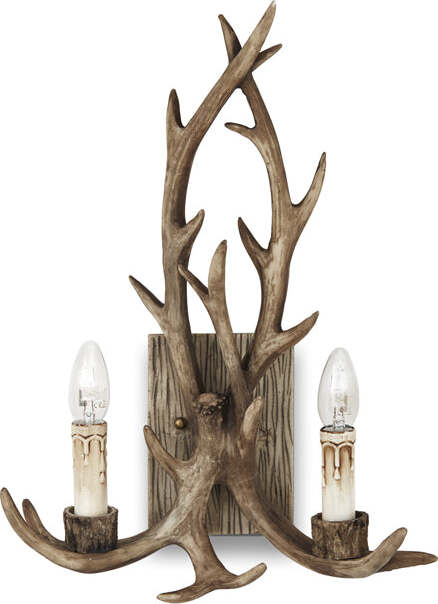 Applique-Rustica-Country-Chalet-Metallo-Beige-2-Luci-E14