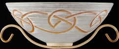 Applique-Rustico-1-Luce-Ferro-Battuto-Avorio-e-Oro-Vetro-Ambra-Serie-Faraone
