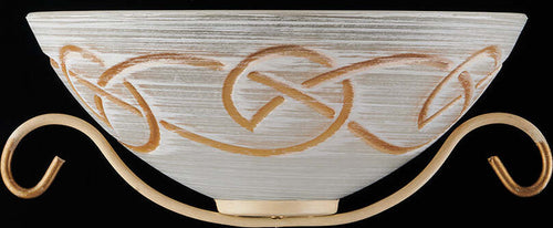 Applique-Rustico-1-Luce-Ferro-Battuto-Avorio-e-Oro-Vetro-Ambra-Serie-Faraone