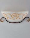 Applique-Rustico-1-Luce-Ferro-Battuto-Nero-e-Ruggine-Vetro-Ambra-Serie-Faraone