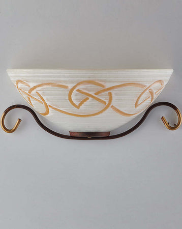 Applique-Rustico-1-Luce-Ferro-Battuto-Nero-e-Ruggine-Vetro-Ambra-Serie-Faraone