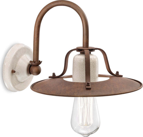 Applique-rustico-Ferroluce-Retrò-GRUNGE-C1430-E27-LED-metallo-ceramica-craquelè-lampada-parete