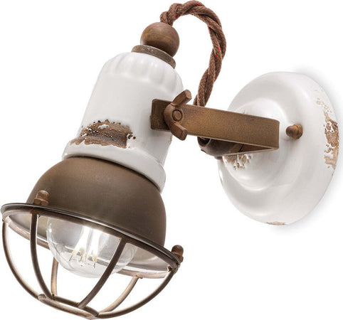 Applique-rustico-Ferroluce-Retrò-LOFT-C1675-1-E14-LED-ceramica-lampada-parete
