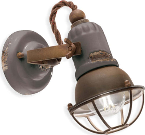 Applique-rustico-Ferroluce-Retrò-LOFT-C1675-1-E14-LED-ceramica-lampada-parete